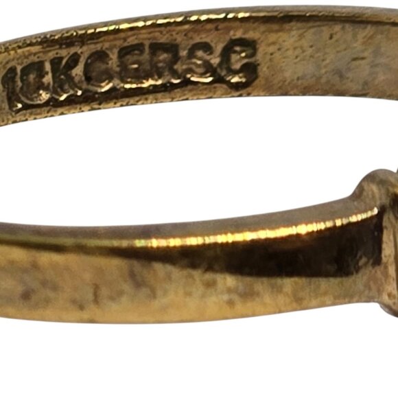 Vintage 18K GE RSC Ruby & CZ Cluster Ring – Marquise Center – Gold Electroplate - Picture 6 of 10